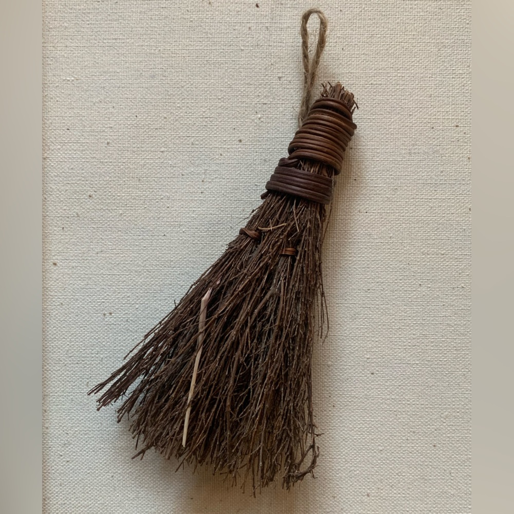 mini broom| boho decor| country farm decor| wrapped hanging wood| sticks